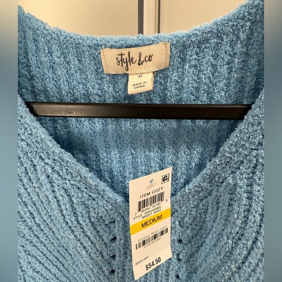 Style & Co Women's Chenille V-Neck Knit Pullon Sweater Bright Skies Size M NWT - Picture 5 of 8